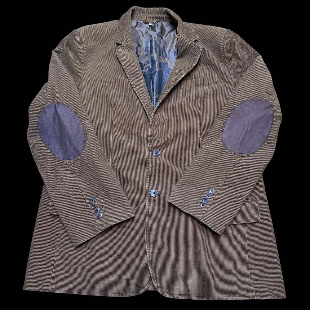 Juicy Couture Brown Corduroy Blazer with Leather Elbow Patches Size 46